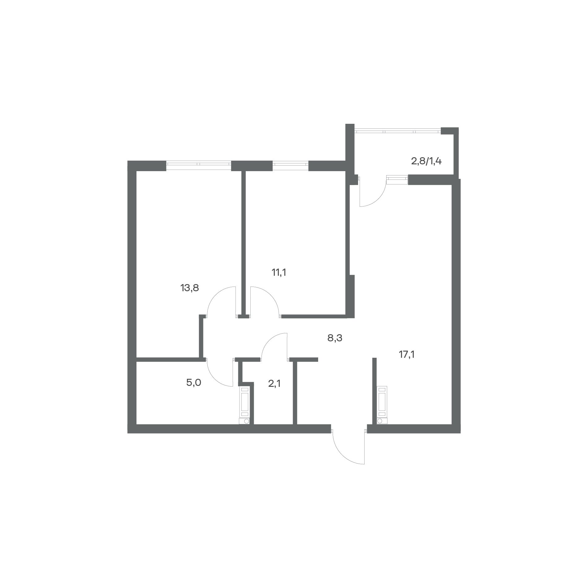 2-комнатная квартира 58,8 м² в ЖК Гагарина 30, Калининград — фото 2