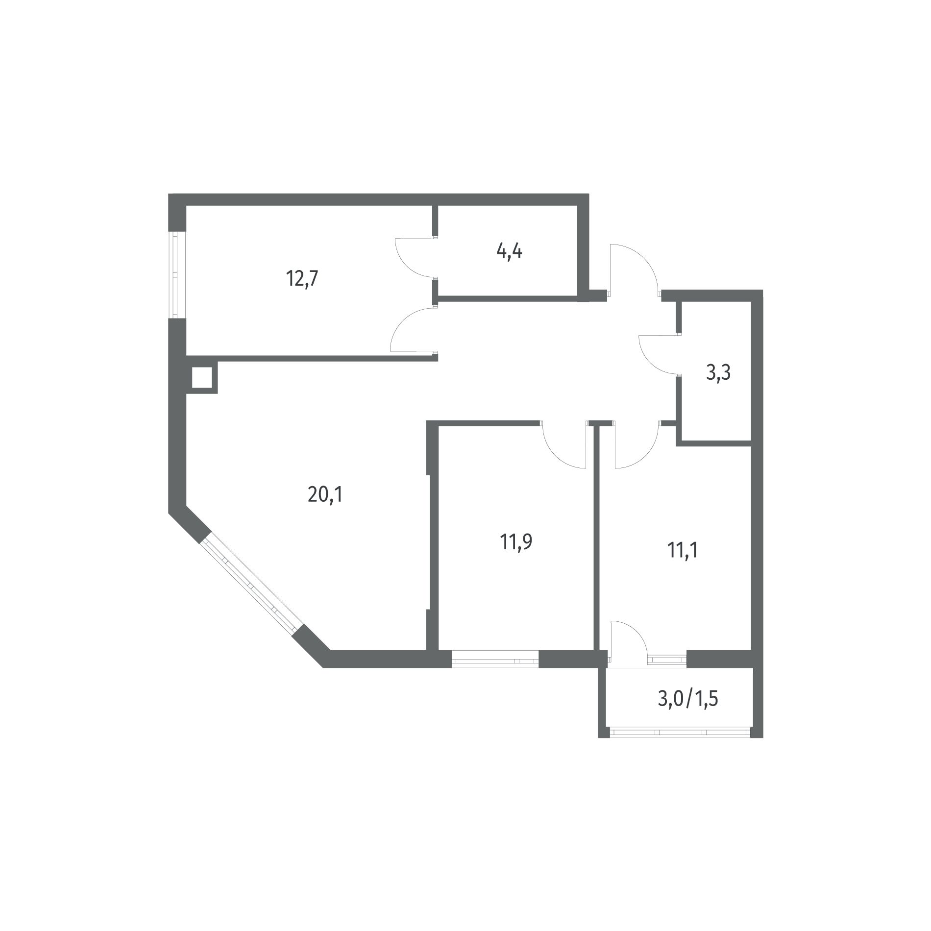 3-комнатная квартира 75,1 м² в ЖК Речной парк, Гурьевск — фото 2