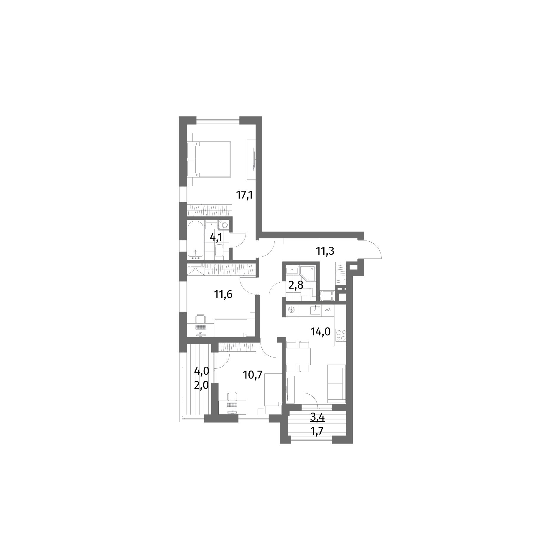 3-комнатная квартира 75,5 м² в ЖК Речной парк, Гурьевск — фото 1
