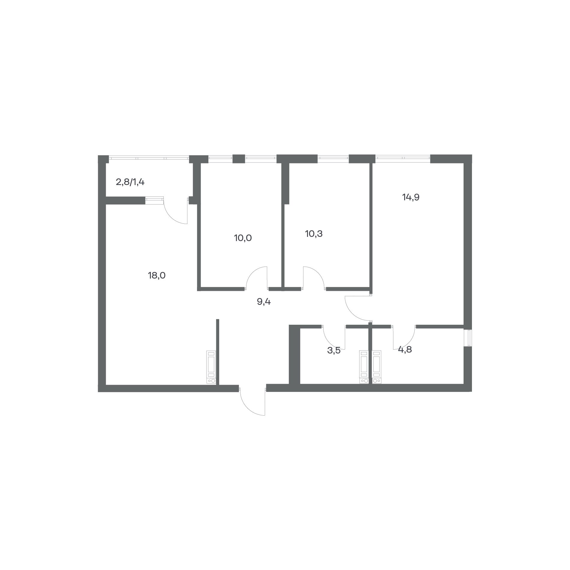 3-комнатная квартира 72,3 м² в ЖК Гагарина 30, Калининград — фото 2