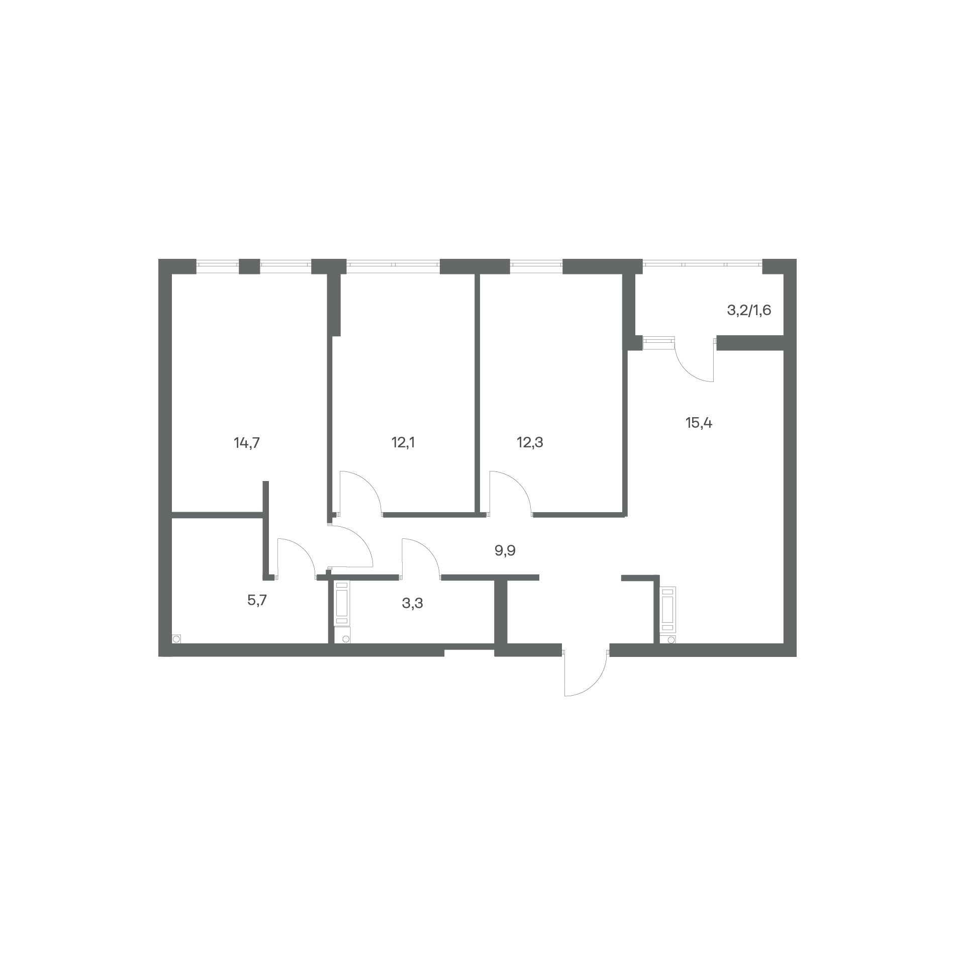 3-комнатная квартира 75 м² в ЖК Гагарина 30, Калининград — фото 2