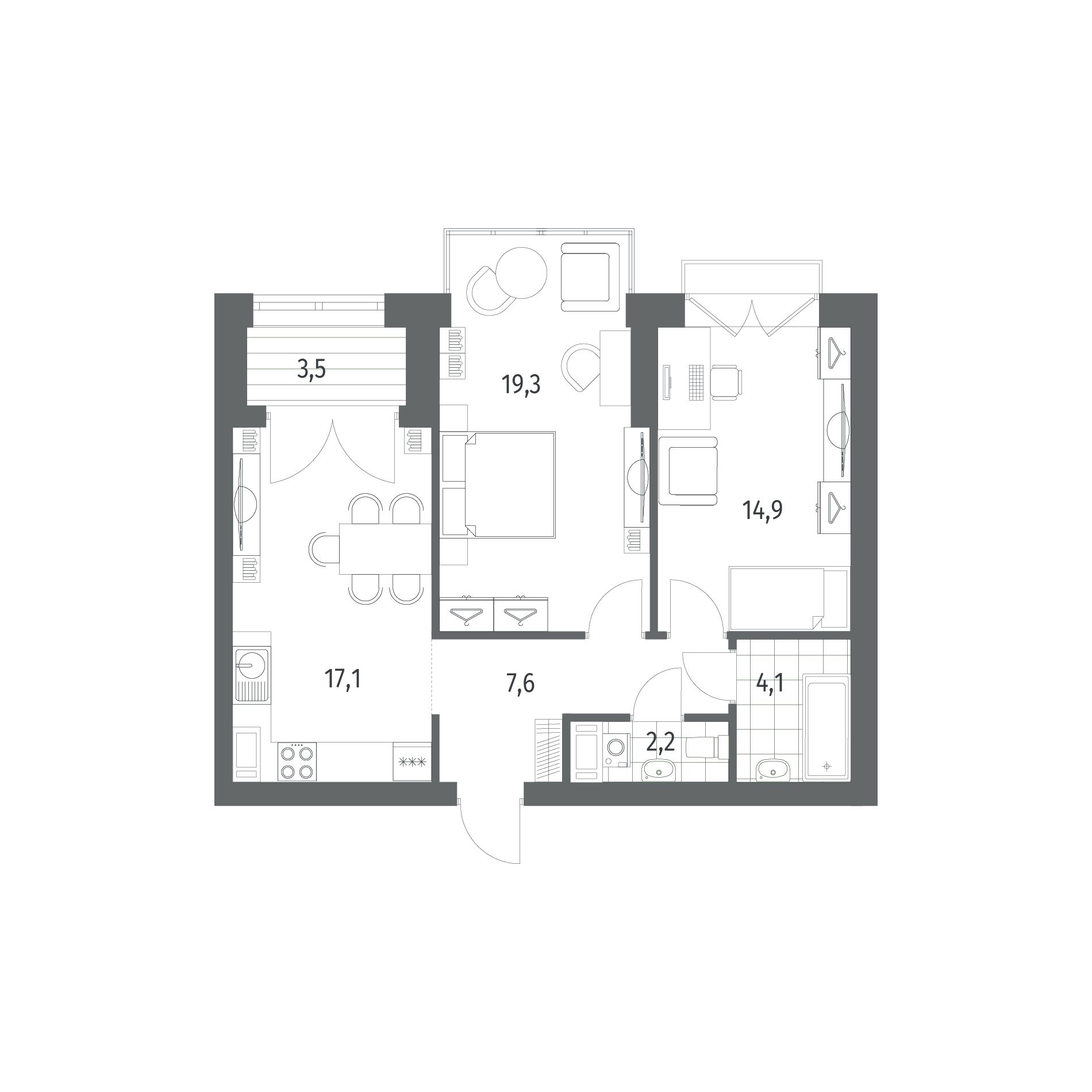 Планировка 2-комн.