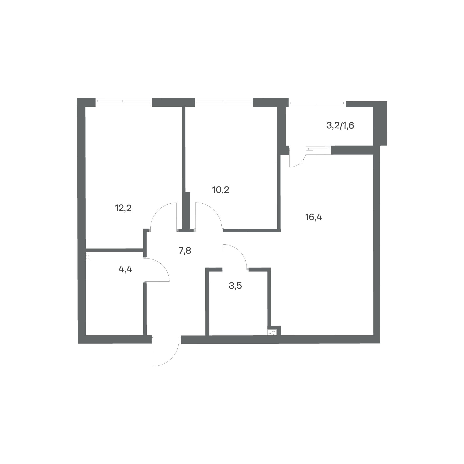 2-комнатная квартира 56,1 м² в ЖК Гагарина 30, Калининград — фото 2