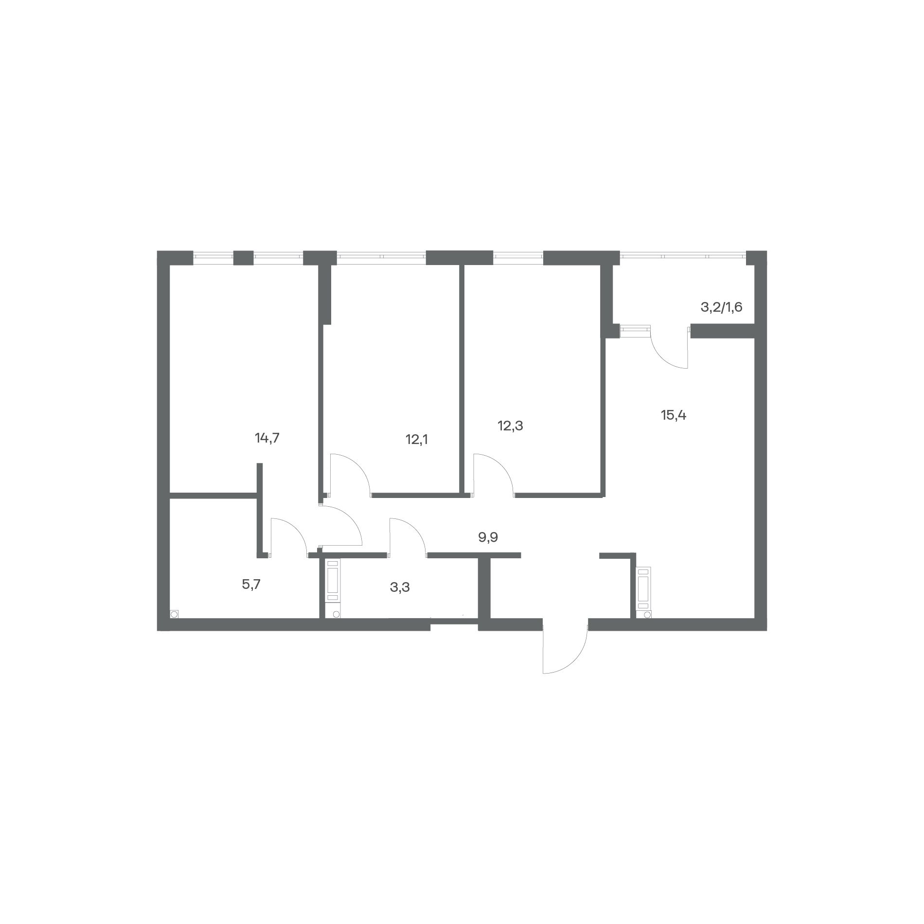 3-комнатная квартира 75 м² в ЖК Гагарина 30, Калининград — фото 2
