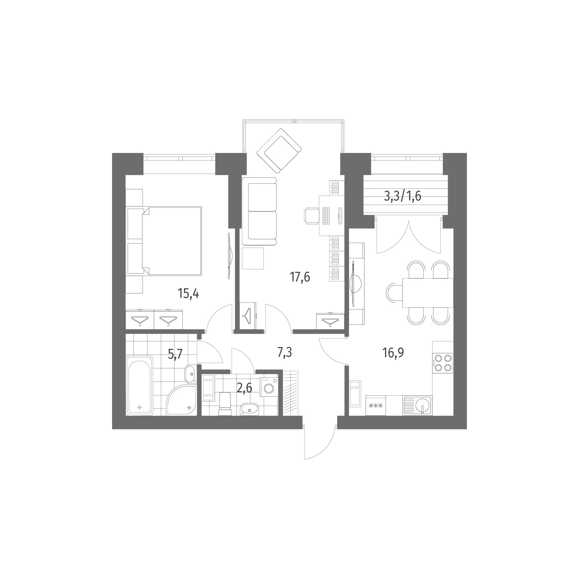 Планировка 2-комн.