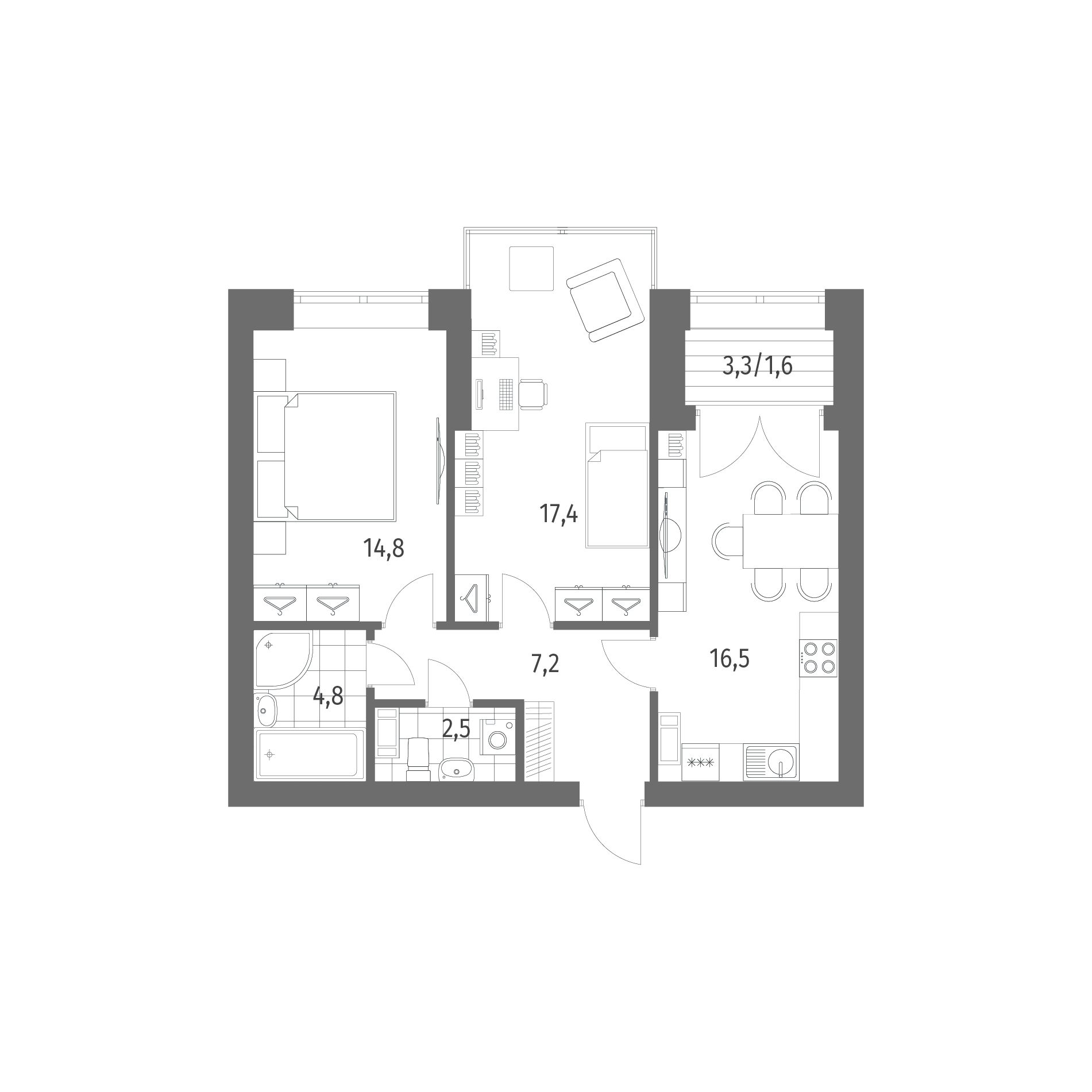 Планировка 2-комн.