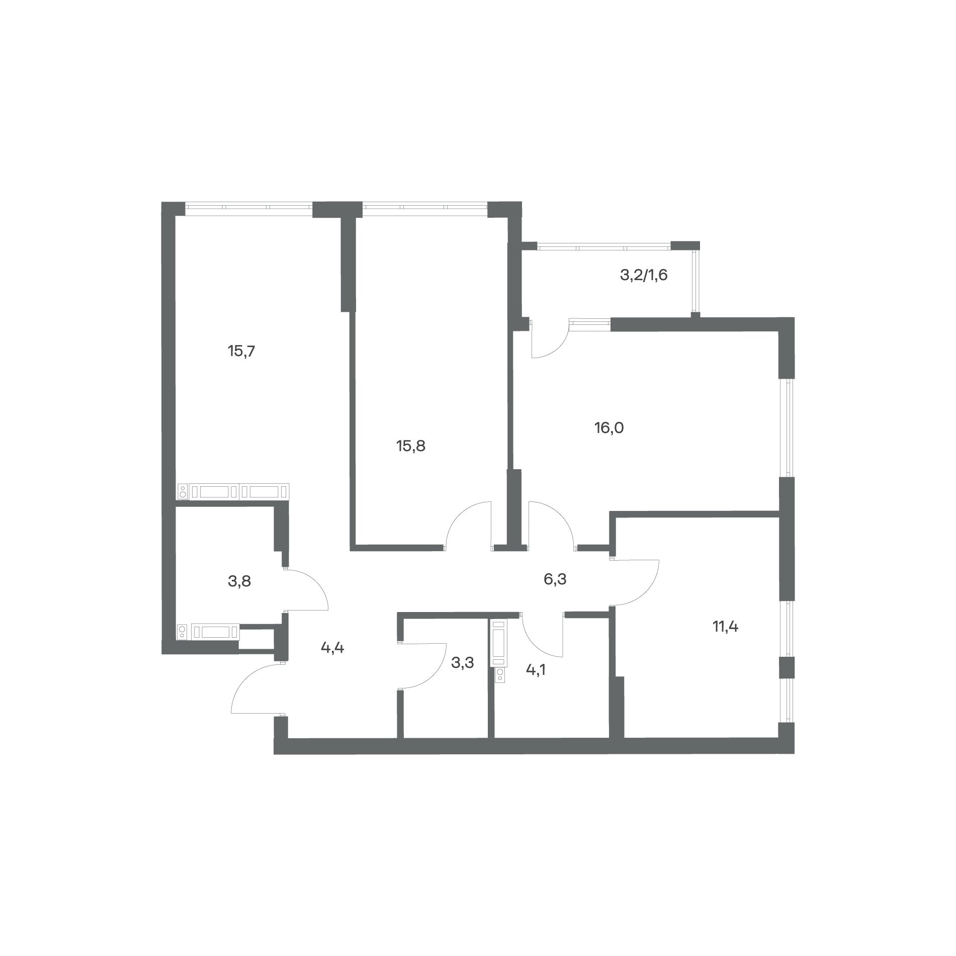 3-комнатная квартира 82,4 м² в ЖК Гагарина 30, Калининград — фото 2
