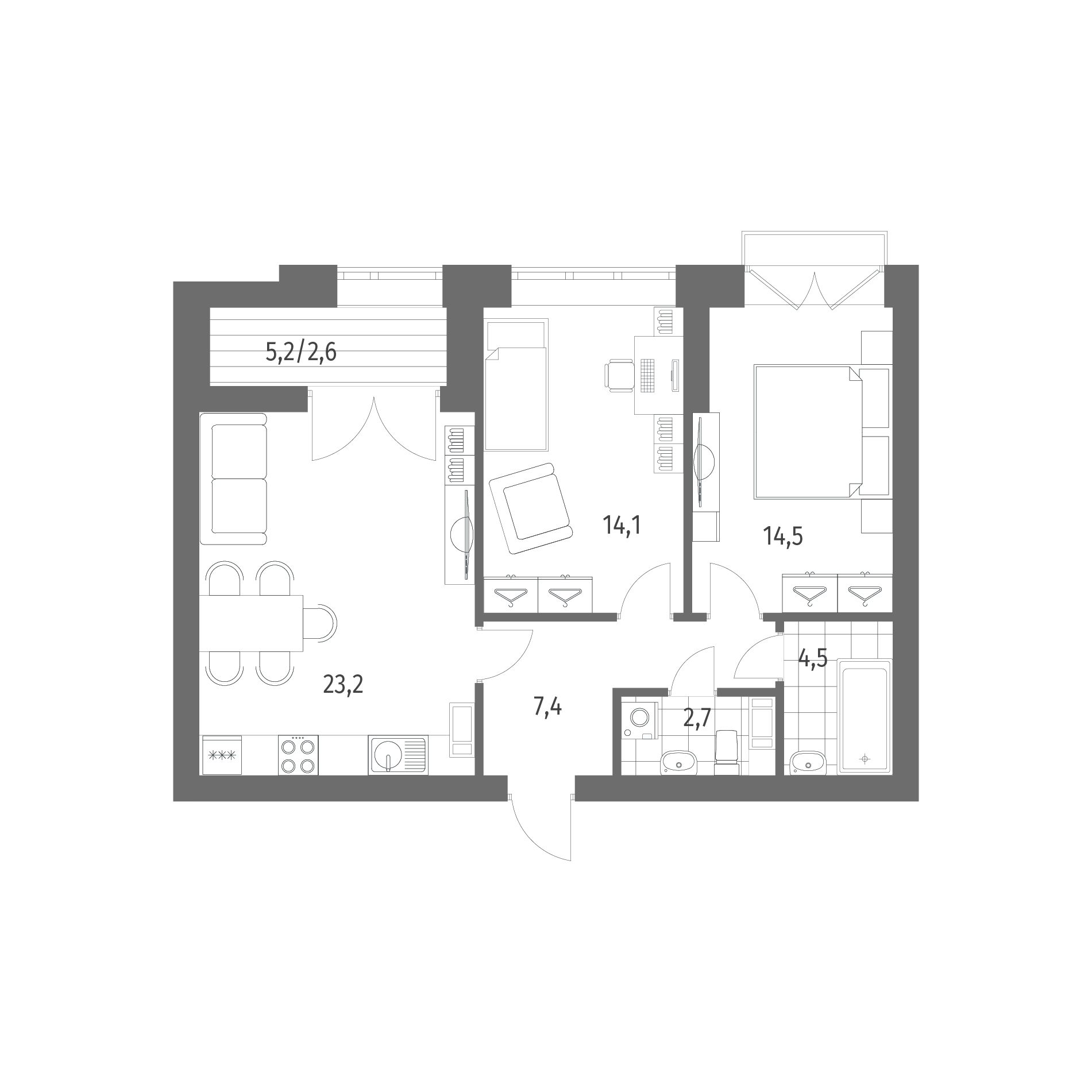 Планировка 2-комн.