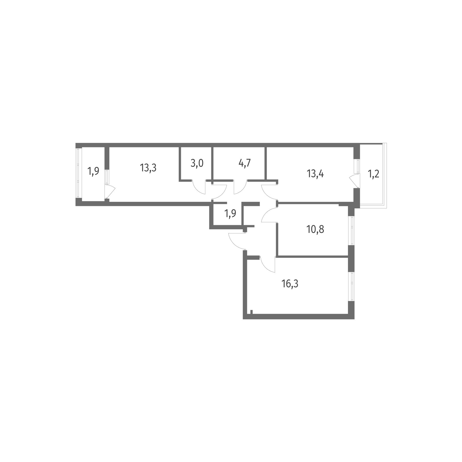 3-комнатная квартира 75,1 м² в ЖК Дом на Красной, Калининград — фото 2