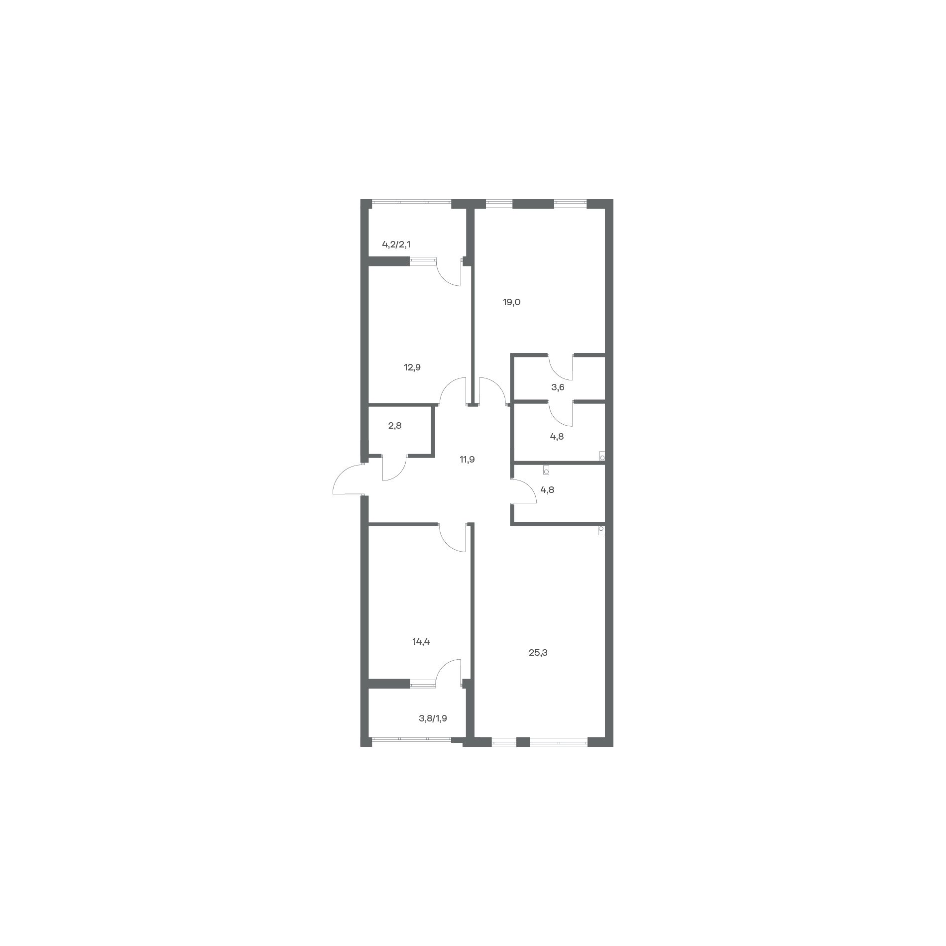 3-комнатная квартира 103,5 м² в ЖК Гагарина 30, Калининград — фото 2