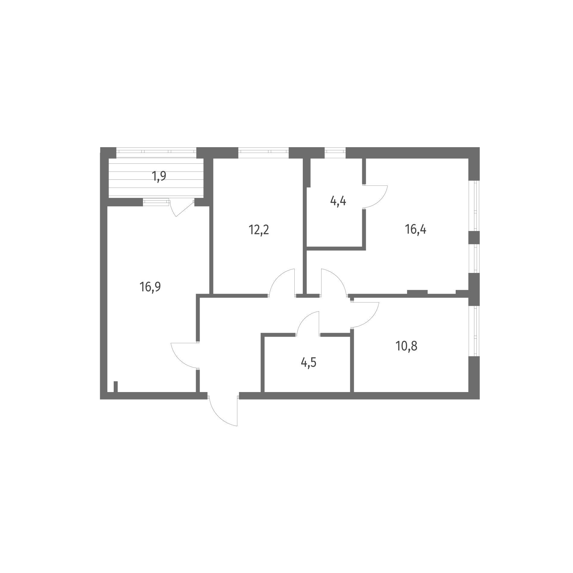 3-комнатная квартира 76 м² в ЖК Дом на Красной, Калининград — фото 2