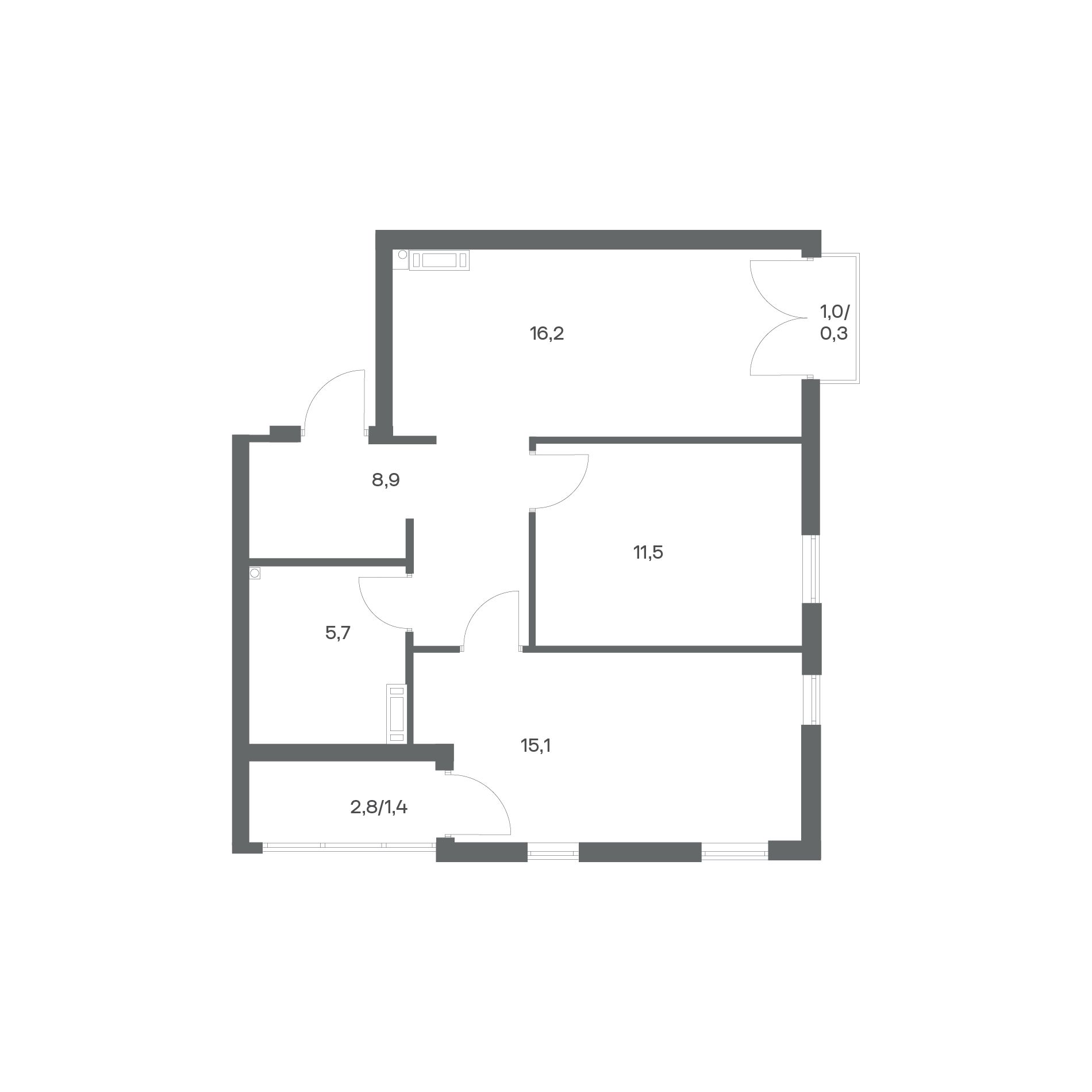 2-комнатная квартира 59,1 м² в ЖК Гагарина 30, Калининград — фото 2