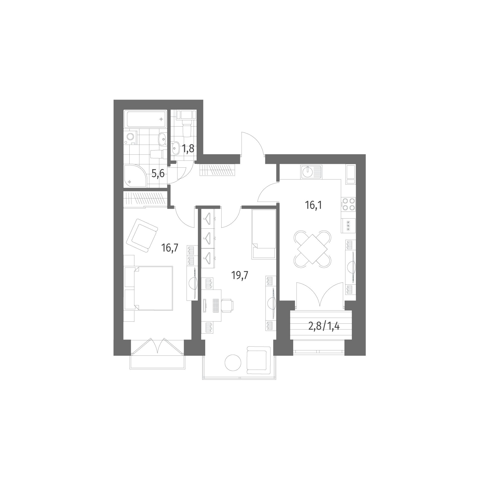 Планировка 2-комн.