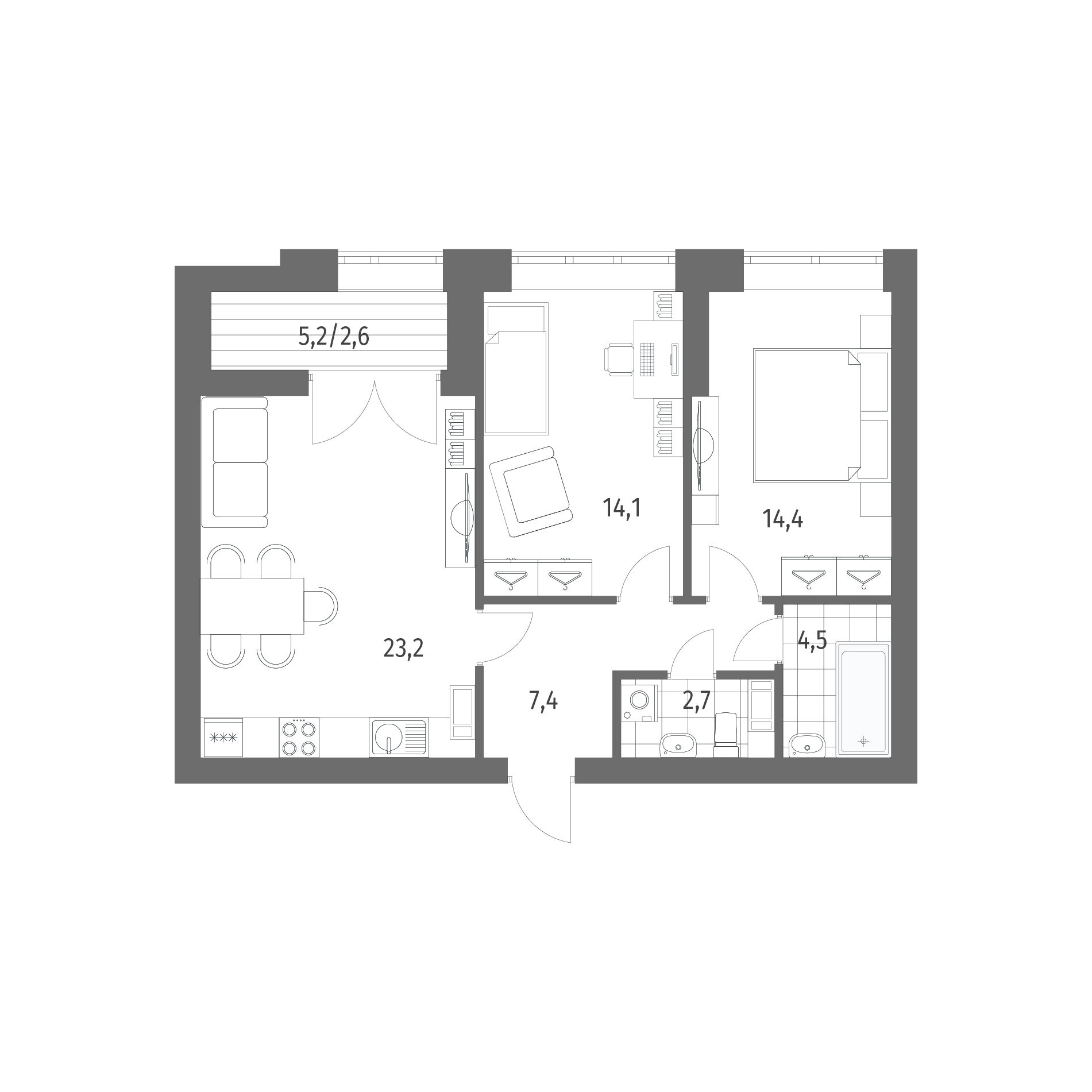 Планировка 2-комн.