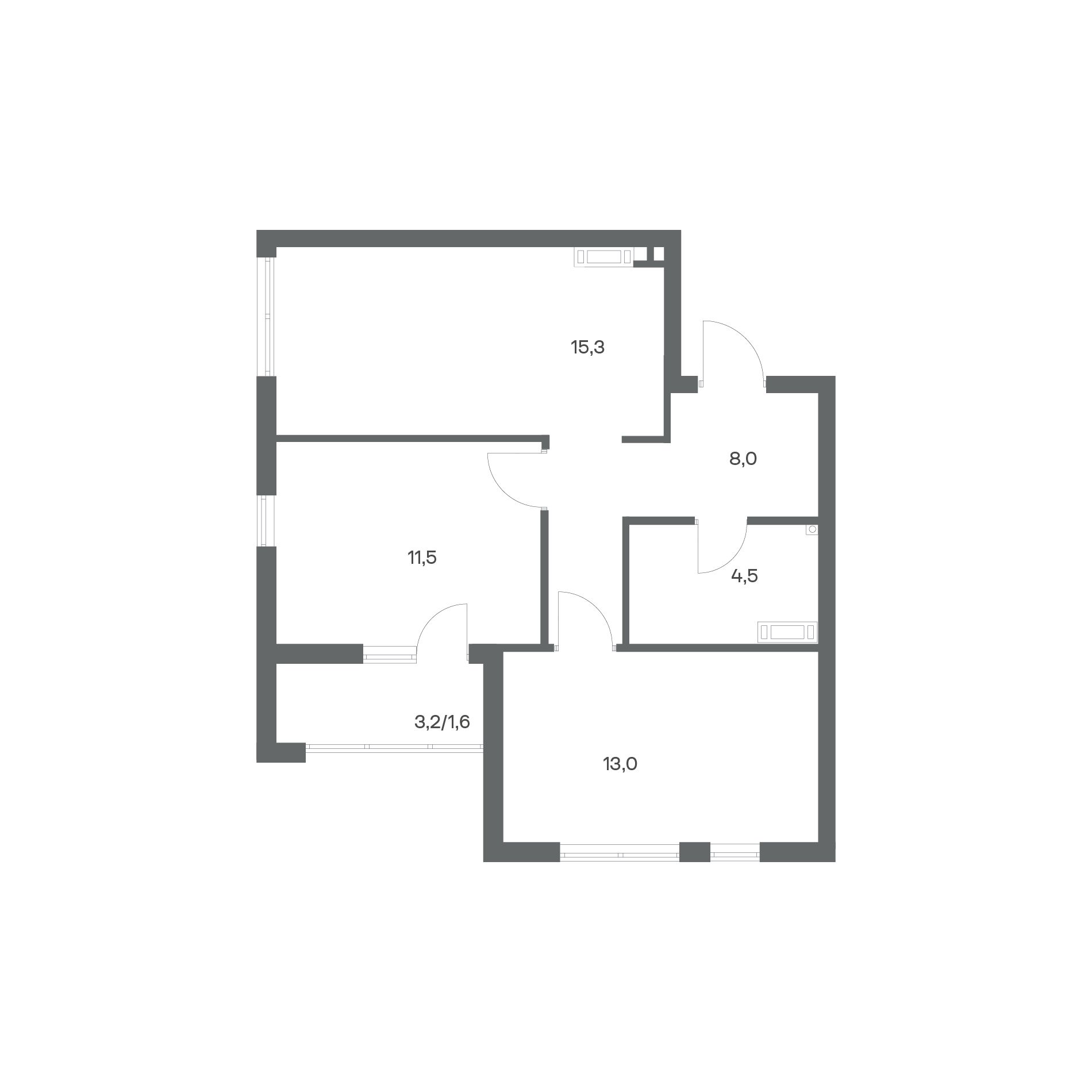 2-комнатная квартира 53,9 м² в ЖК Гагарина 30, Калининград — фото 2