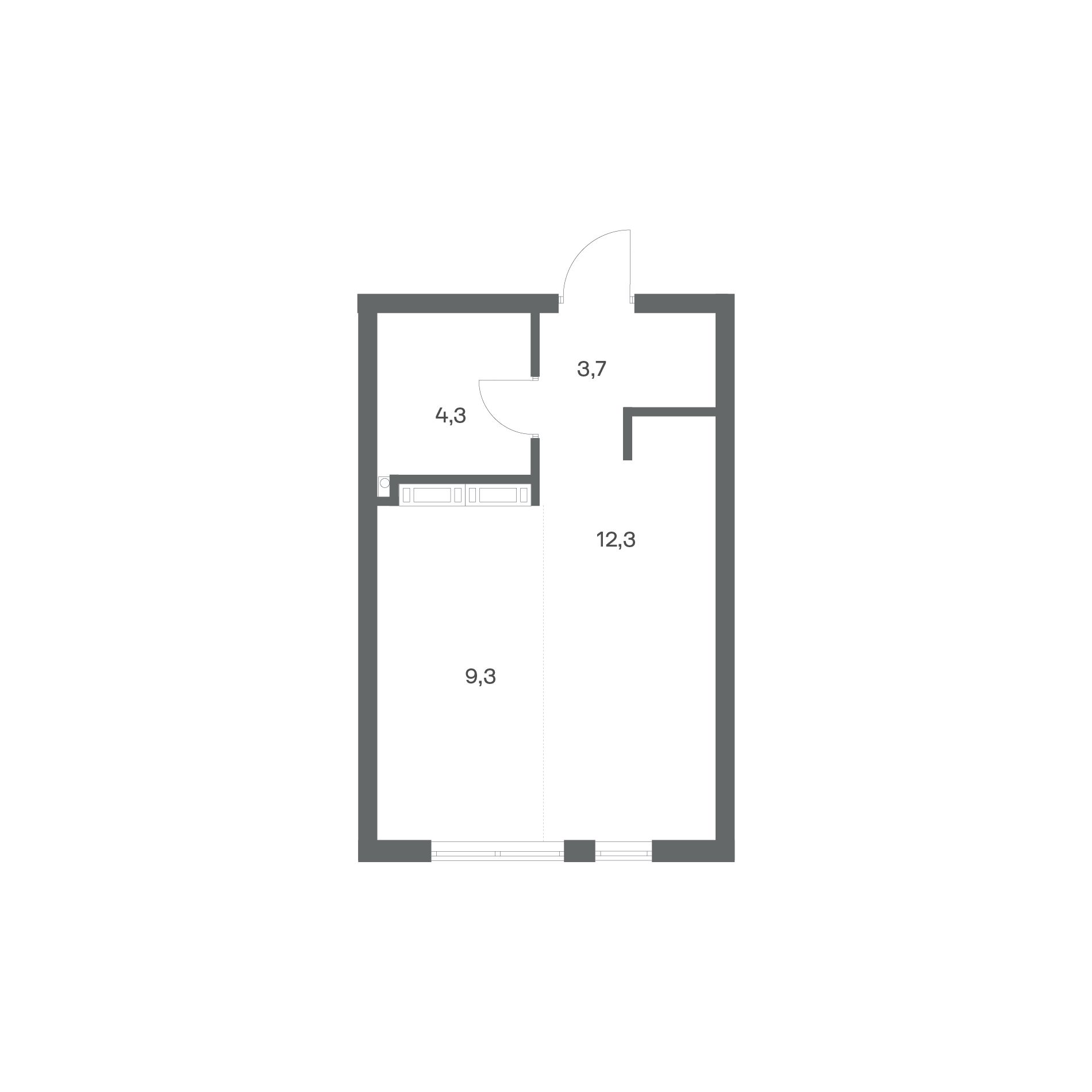 1-комнатная квартира 29,6 м² в ЖК Гагарина 30, Калининград — фото 2